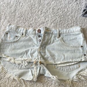 One Teaspoon Blue Distressed Jean Shorts
